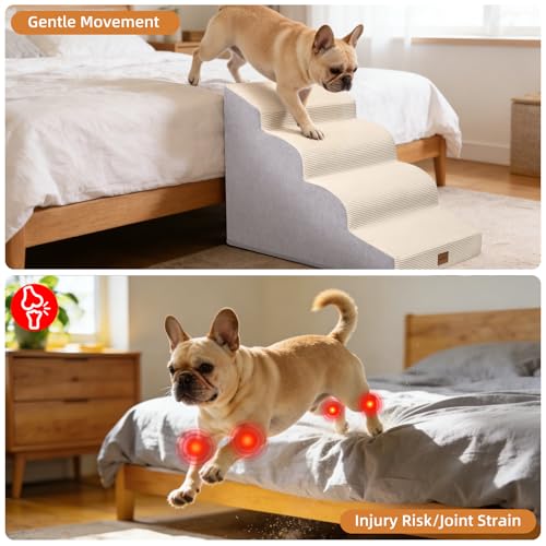 Dog Stairs for Small Dogs (Beige / 15.7x28.3x19.7in)
