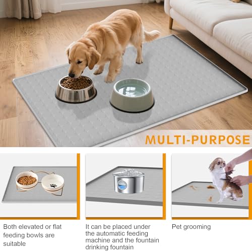Extra Large Silicone Dog Food Mat 33.9"x21.9" (Gray)
