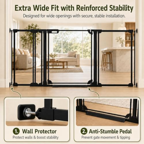 Clear Acrylic Baby Gate 57.87 (Black / 57.87-66.14"W)