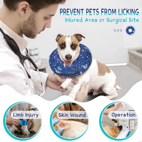 Inflatable Dog Cone Collar for Large Medium Small Dogs (Star / M(Neck 9"-12.5"))