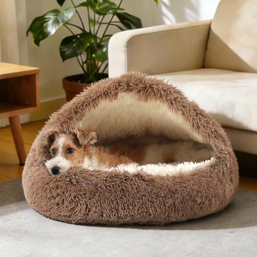 Hooded Donut Bed (Brown / Large 27.5'')