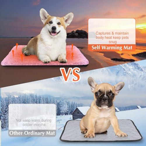 4 Pack Self Warming Cat Mat for Pets (16 x 20 Inch / Pink)