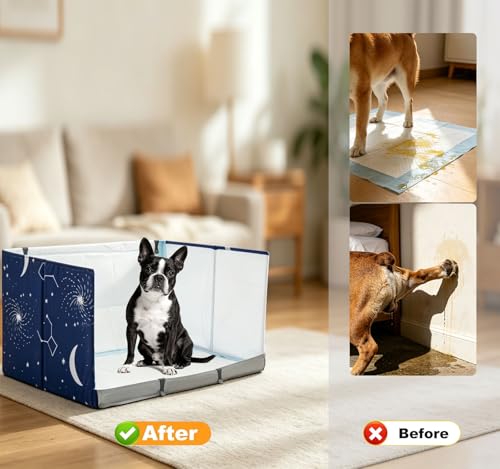 Dog Litter Box with High Walls (Blue star / M-36''Lx23.6''Wx16''H)