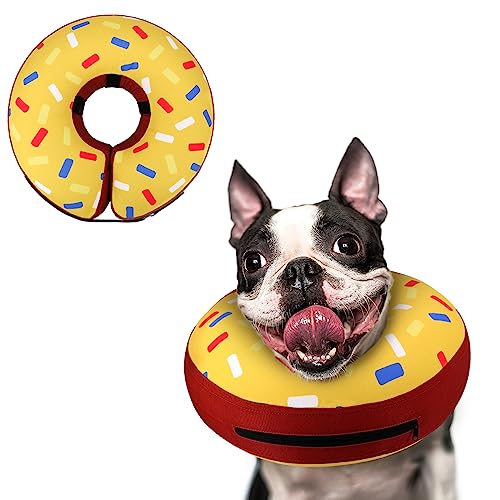 Inflatable Dog Cone Collar Alternative After Surgery (Donut Yellow / S(Neck 7"-9.5"))