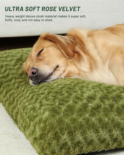 Washable Dog Beds Large Sized Dog Crate Bed Pet Mat 41"x27" Green (Green / 41.0"L x 27.0"W x 4.0"Th)