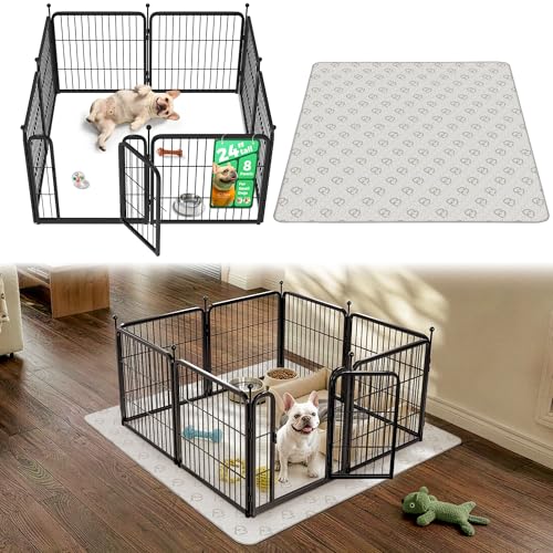 Rollick Dog Playpen with Washable Pee Pad (Black / 24"H)