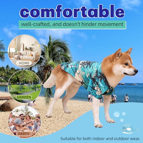 Dog Shirts Hawaii Dog Clothes for Small Medium Large Dogs Owner and Pet Shirts are Sold Separately (S-(2-5lb)-Chest~14" for Pets / Green Only for Pets)