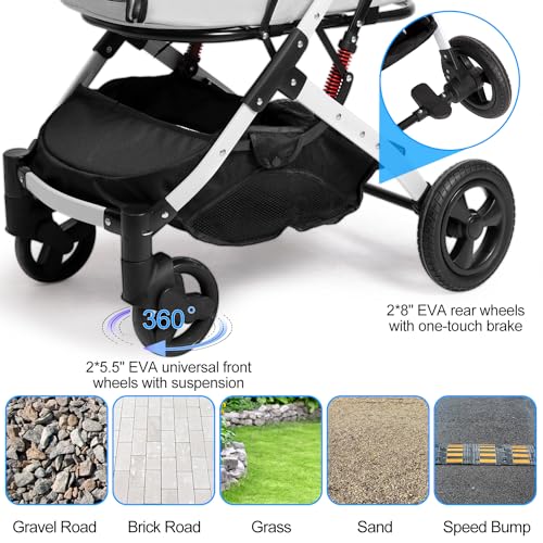 Pet Stroller for Medium Small Dog & Cat (Gray)