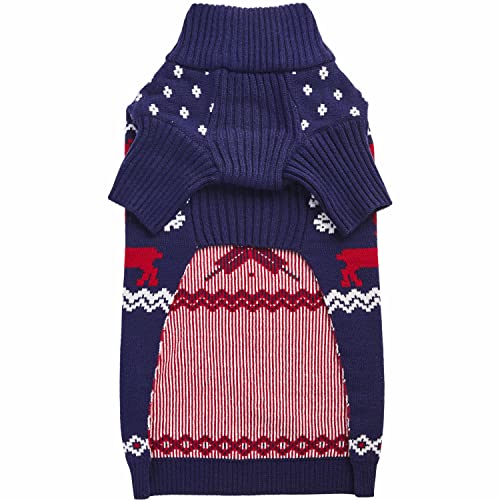 Christmas Reindeer and Snowflake Dog Sweater in Royal Blue (16 inch (Pack of 1) / Reindeer - Royal Blue)