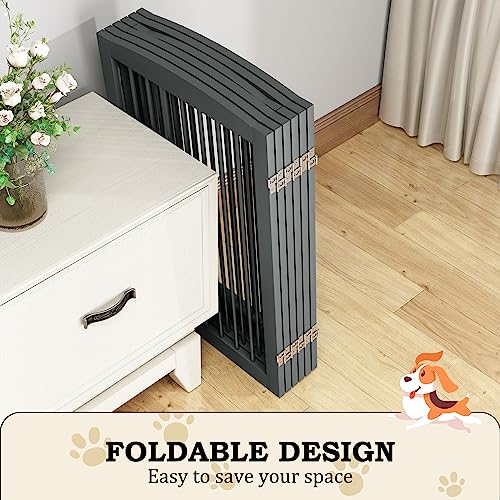 Freestanding Pet Gate with Door (6 Panel 32" / Gray)