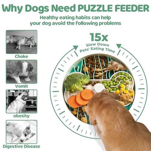 Slow Feeder Dog Bowl for Large Dogs with Non (L / Lawn-Green)