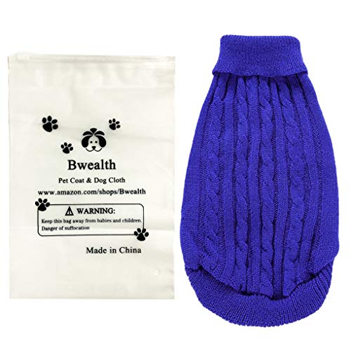 Dog Sweater Soft Warm Turtleneck Knitted Clothes for Small Medium Large Pet (Dark Blue / Medium)