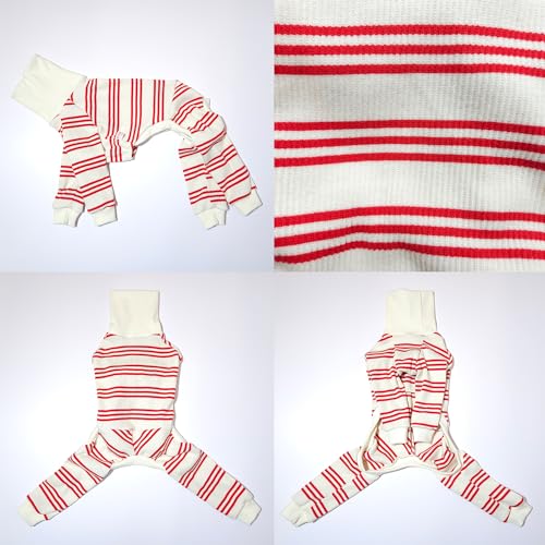 D Doggy Star Italian Greyhound Clothes Soft Stretchy Onesie Refined Stripe Outfit Whippet for Dog Coat (S / Onesie Red Stripe)