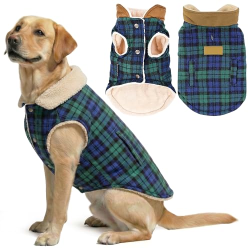 Dog Jacket Scottish Green Plaid Dog Winter Coat (XL / Scottish Green)