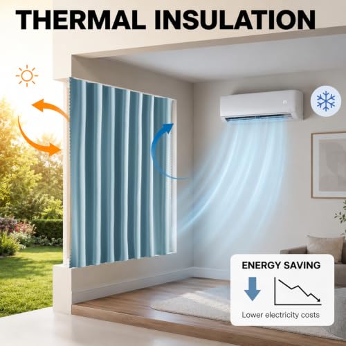 Self Adhesive Blackout Curtains (Lake Blue / 59"W x 96"L (Pack of 1))