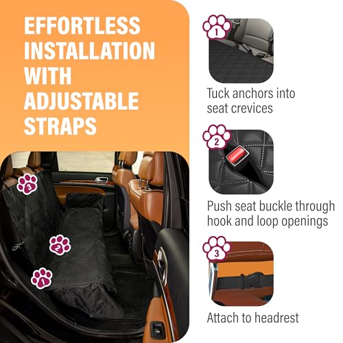 Black Car Rear Seat Cover for Dogs (Black / Standard)