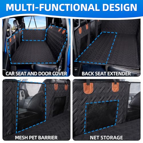 Dog Car Seat Cover for Back Seat (Black with Removable Surface / XL-for Full Size Truck)