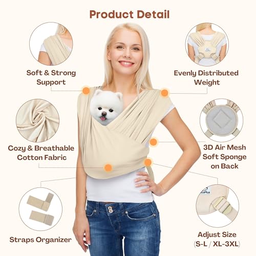 Small Dog Sling Carrier (Beige / Plus)
