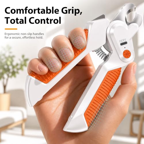 Dog Nail Clippers ＆ Trimmer with Light (Orange)