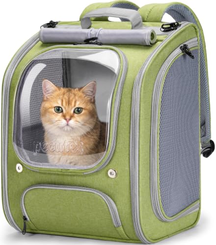 Cat Backpack Carrier (Light Green / 12.6"L x 10.2"W x 16.5"H)