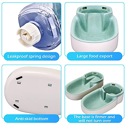 Automatic Dog Cat Feeder and Water Dispenser Gravity Food Feeder and Waterer Set with Pet Food Bowl for Small Medium Dog Puppy Kitten (Green)