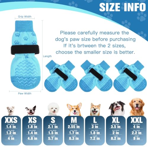 Anti Slip Dog Socks to Prevent Licking Paws for Hot Pavement (Blue / X-Large)