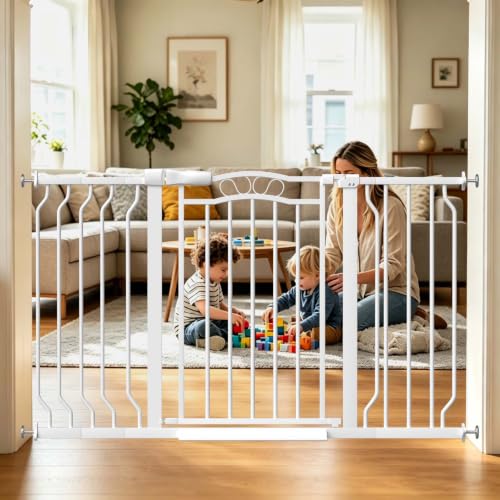 29.5" 53.0" Extra Wide Baby Gates for Doorway Pressure Mounted (White / 29.5"-53.0")