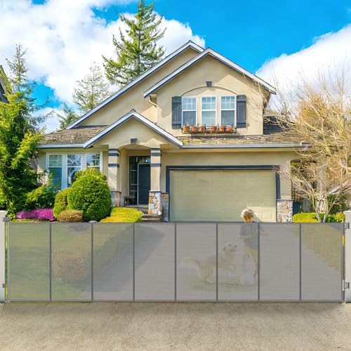 275" Retractable Baby Gates Extra Wide Retractable Fence Outdoor (Gray / (48" Tall x 275" Wide))