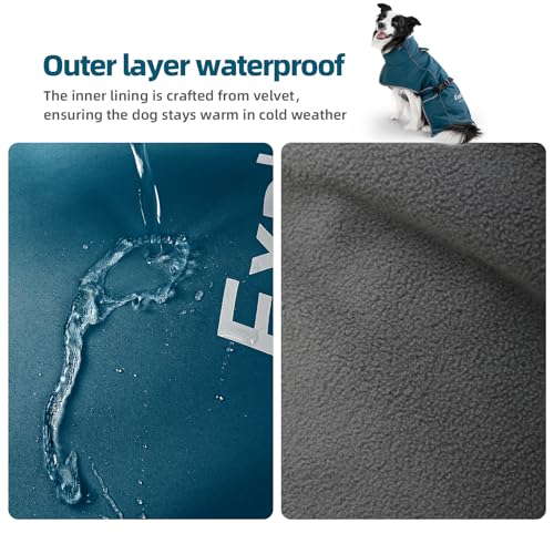 Dog Raincoat Adjustable Dog Rain Jacket Poncho with Leash Hole (Blue / M:33-44 lbs)