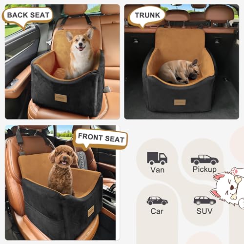 Dog Car Seats for Small Medium Dogs Under 35lbs (Brown / Small/Medium)