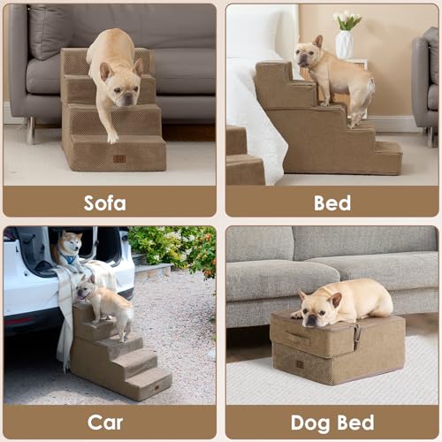 Dog Stairs for High Bed 22.5" H (Camel / Standard 15.7" x 30" x 22.5")