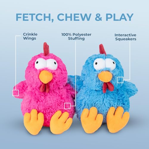 Squeaky Plush Dog Toy (Mrs. Cluck (Blue) / Large)