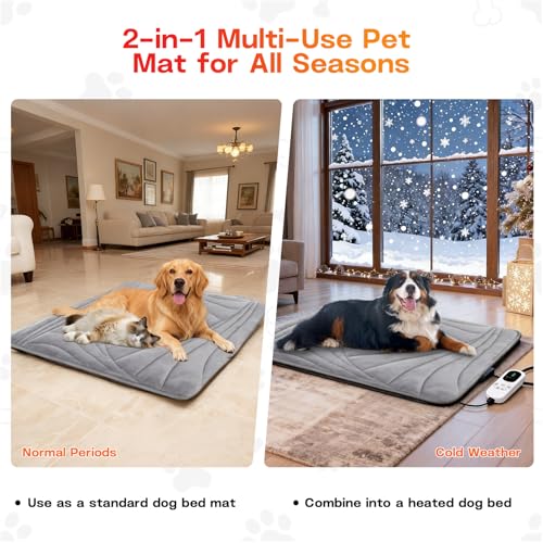 Dog Heating Pad with Washable Cover (L: 35'' x 24'')