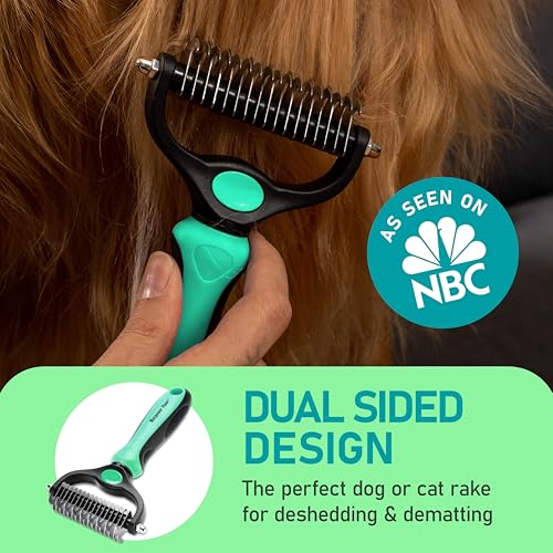 Hair Brush Double Sided Shedding (Turquoise / Large)