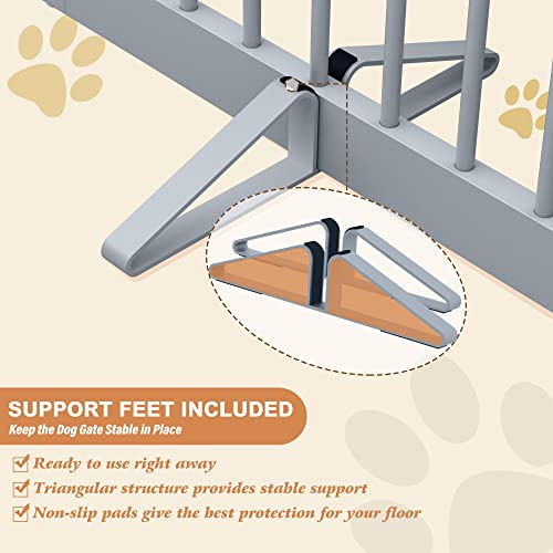 Freestanding Pet Gate for Dogs (24" Height-3 Panel / Gray)