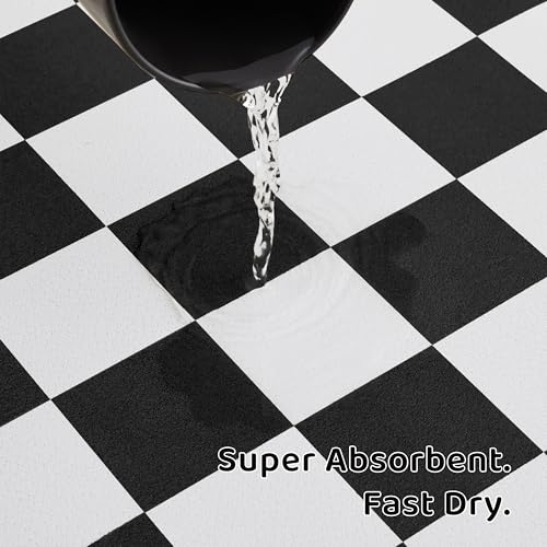 Checkered Dog Feeding Mat (19"L x 12"W / Black)