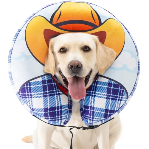Inflatable Cowboy Dog Cone Collar (M+(Neck 13"-14.9"))