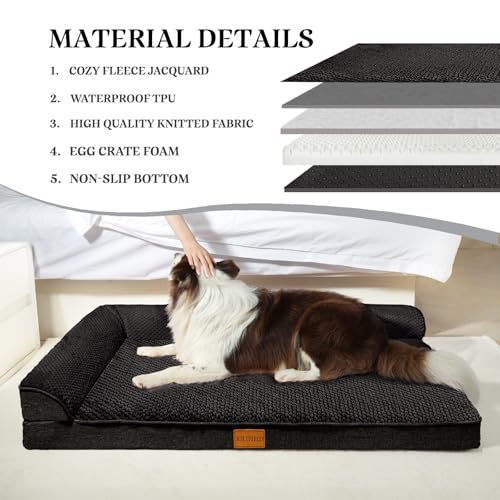 Orthopedic XL Dog Bed Large Sized Dog 48''X30'' (XXL:48x30x3.5 IN / Black)