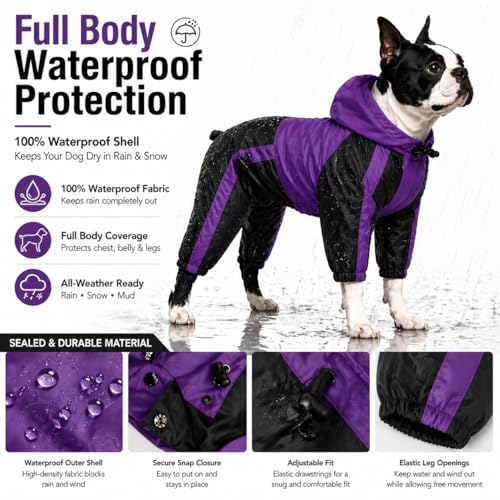 Dog Hooded Raincoat (L (Small Dog ~12lbs) / Purple)