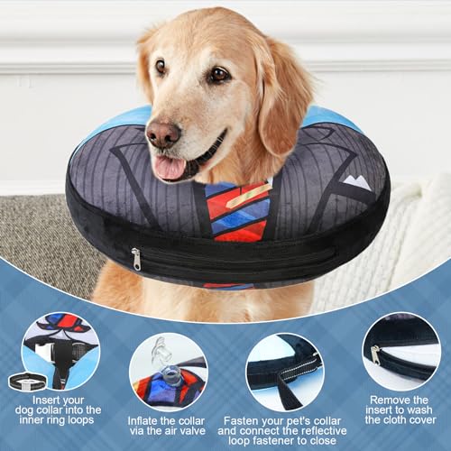Dog Cone Collar Alternative After Surgery (Black Suit / XL(Neck:18"-21"))