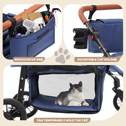 All Terrain Pet Stroller for 2 Small Dogs (Blue)