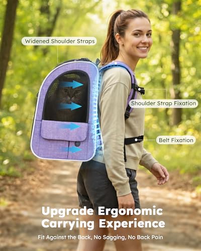 Cat Backpack Expandable (Purple / 12.6"L x 10.2"W x 16.5"H)