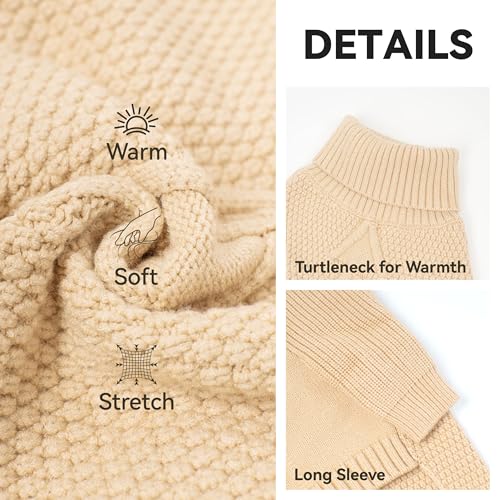 Dog Sweater Long Sleeve Warm Sweaters for Small Dogs Boy Girl Cats (Beige / Small)
