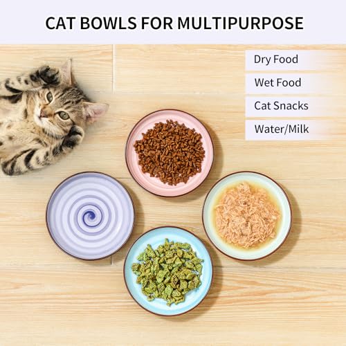 6 Inch Ceramic Cat Bowls (6 Inch, Set of 4 / Gradient Color)