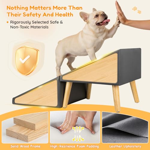 17" H Dog Stairs for Small Dogs (Grey / 17" H)