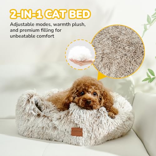 Cat Bed Cat Cave for Indoor Cats (Brown / L(17.7 x 17.7 x 17.7 Inch))