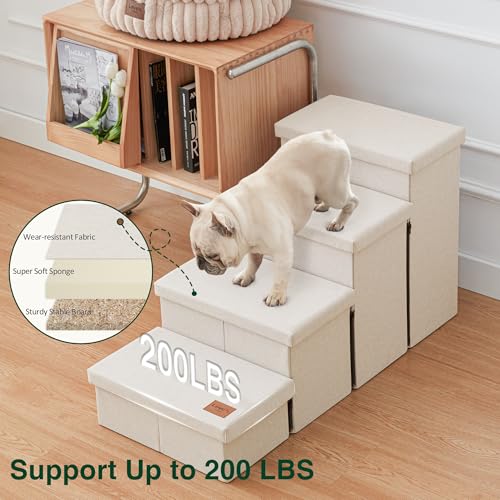Dog Stairs for High Bed (Beige / 37.4" X 17" X 21.3" H)