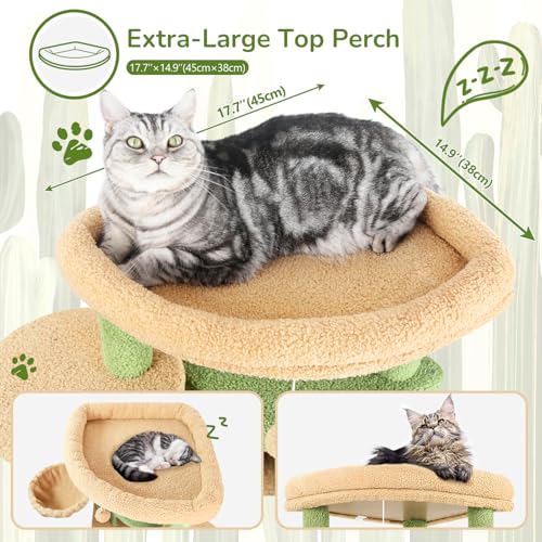 66in Cactus Corner Cat Tree for Indoor Large Cats (66inch / Cactus Green)