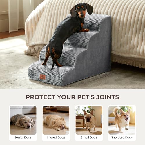 Dog Stairs for Small Dogs 18” H (Grey / 24"D x 15"W x 18"H)