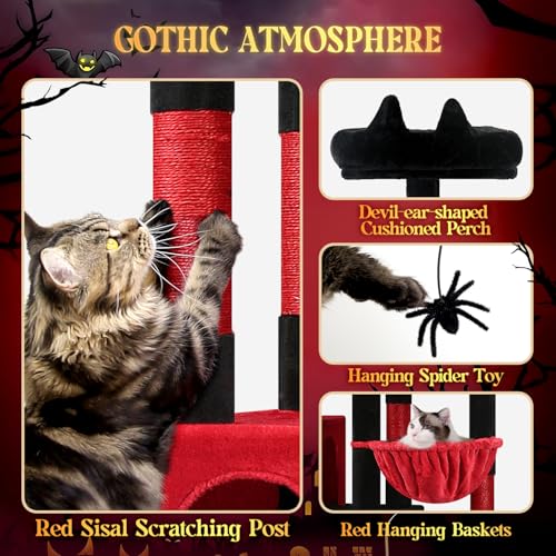 Gothic Giant Cat Tree for Indoor Large Cat (83inch / Blood-Gothic)
